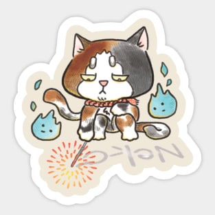 A Cute Neko playing Fireworks alone. Sticker